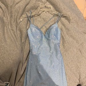 sherri hill light blue sparkly mini dress 54831